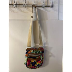 Lily bloom multi-colors flowers crossbody 8x9” discoloration on strap